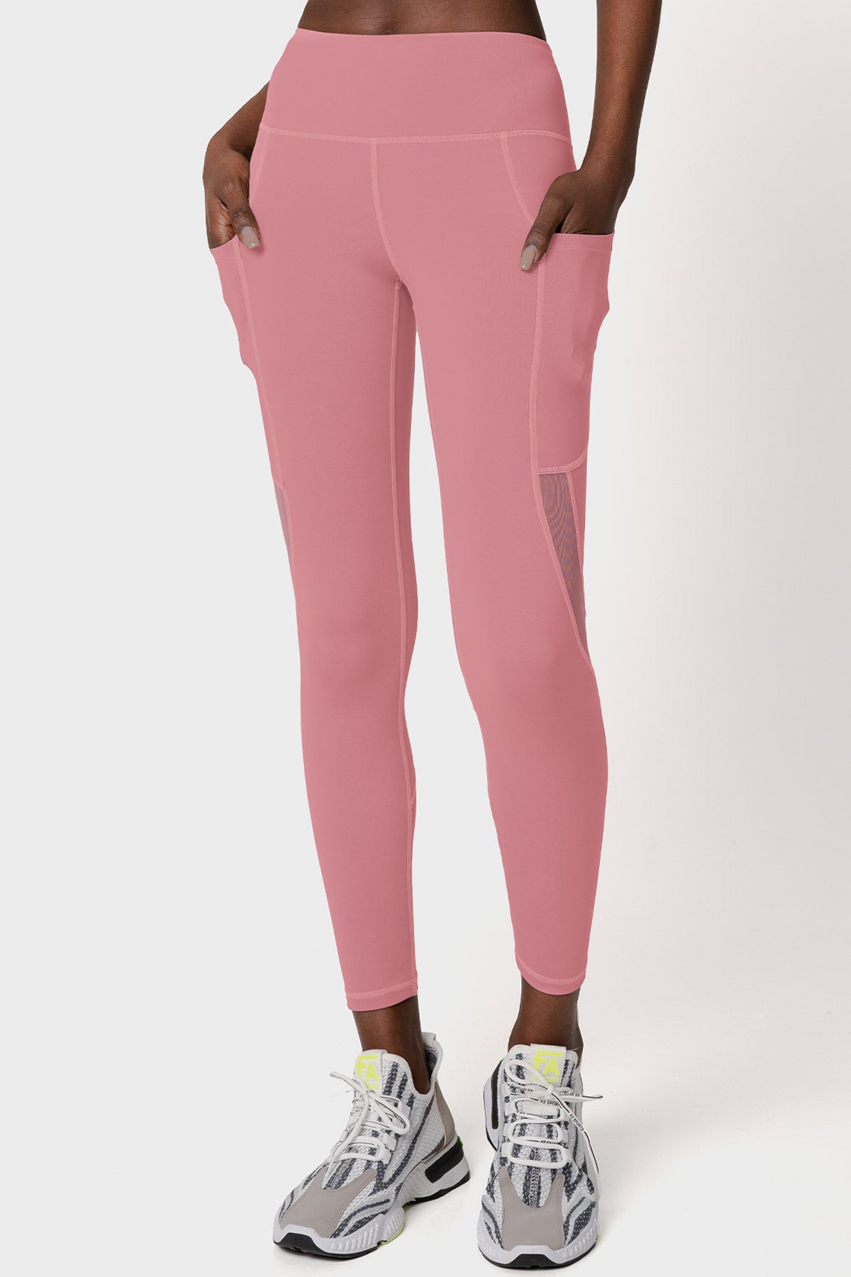 Image of SALE! Dusty Pink Cassi Workout Yoga Leggings with Mesh & Pockets - Women