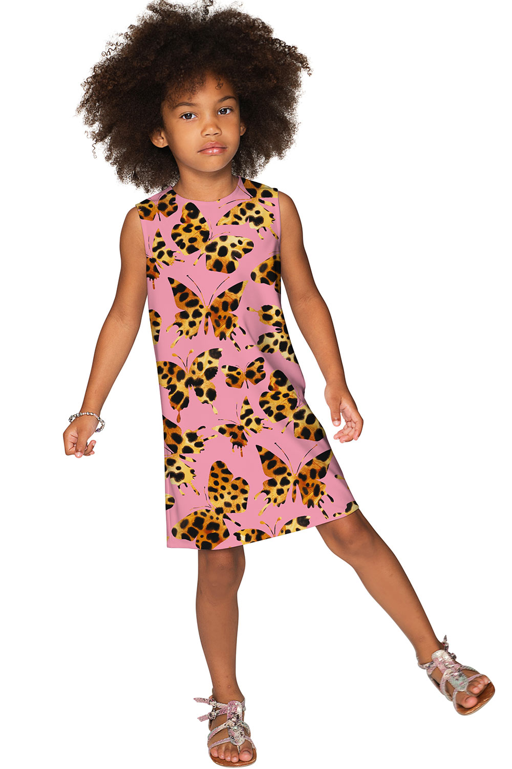 Quaintrelle Adele Pink Butterfly Printed Holiday Shift Dress - Girls