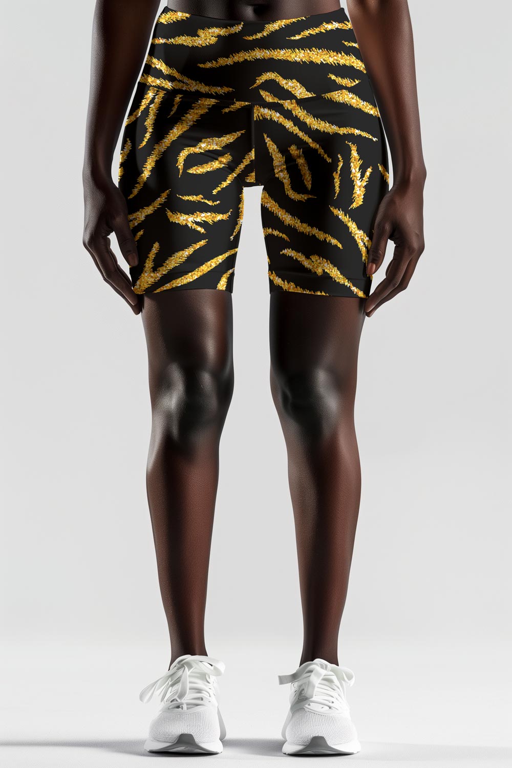 Roarsome Karen Black & Gold Performance Yoga Biker Shorts - Women