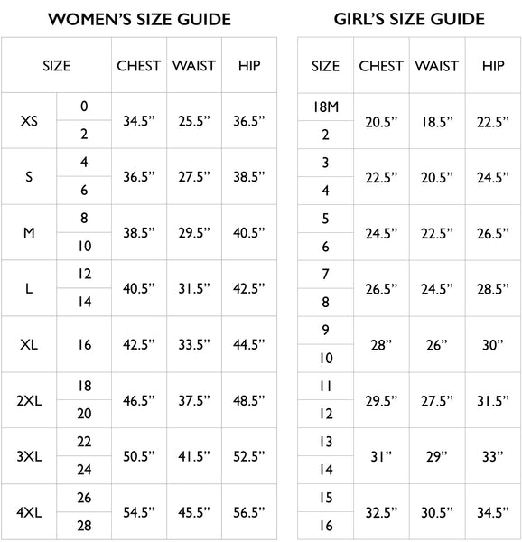 Size Chart | Pineapple Clothing