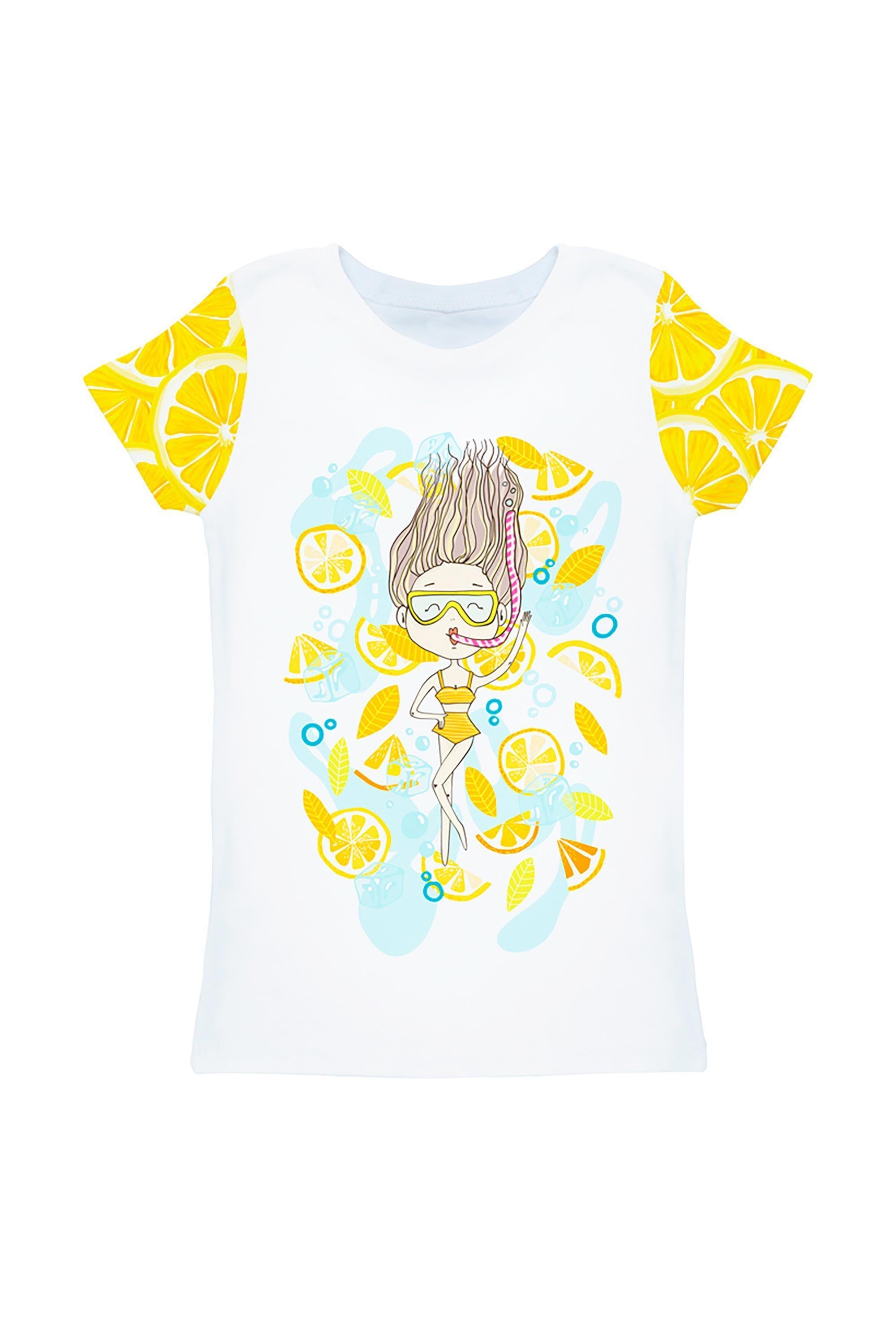 CLEARANCE! 65% off with code: VIP65 - A Piece of Sun Zoe White Cute Girl Print T-Shirt - Kids