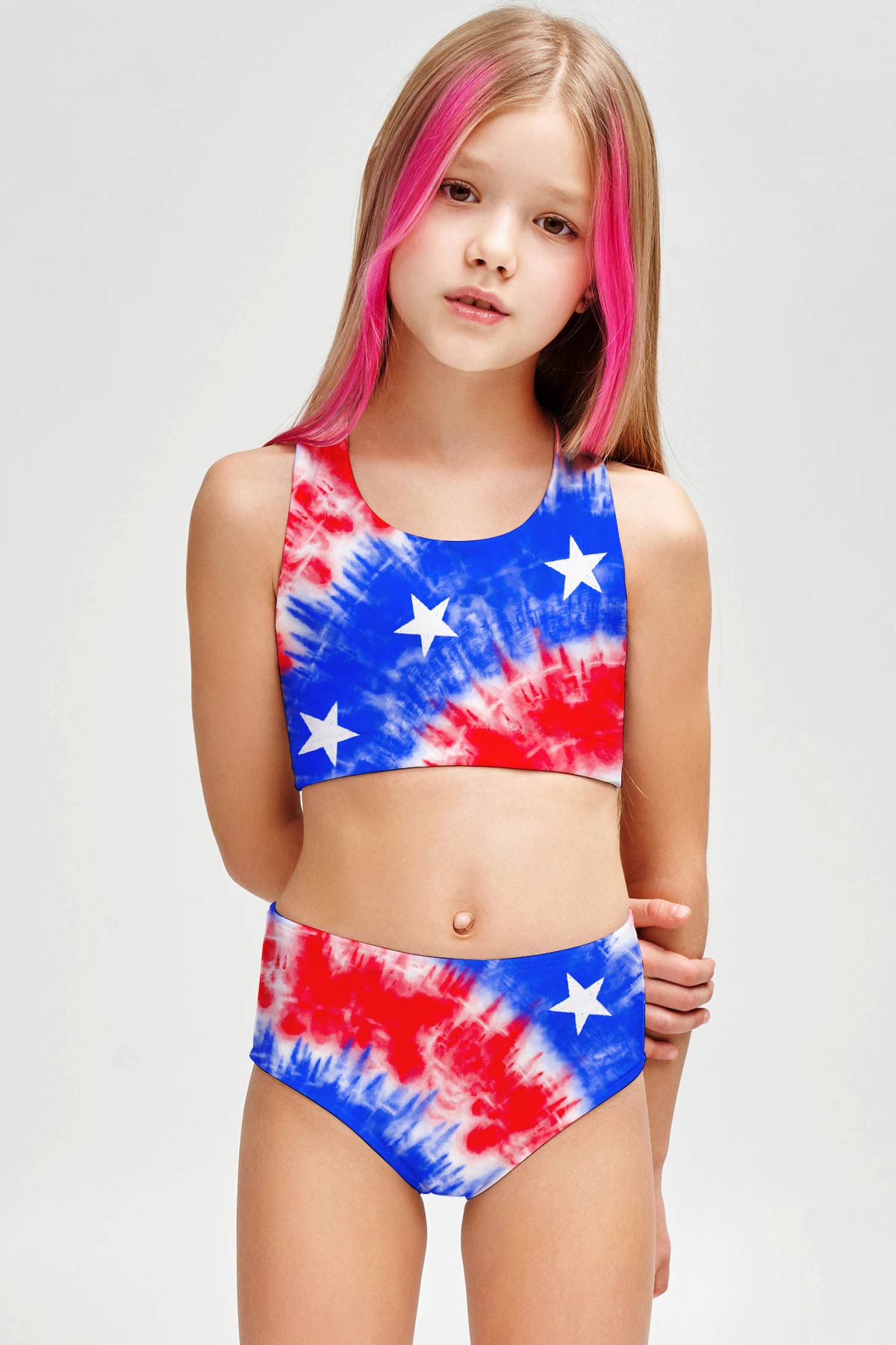 American Babe Claire Two-Piece Swimsuit Sporty Swimwear Set - Girls