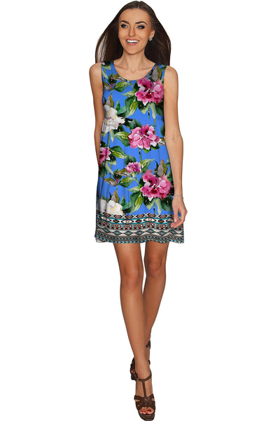 Aquarelle Sanibel Fit & Flare Blue Floral Dress - Women | Pineapple ...