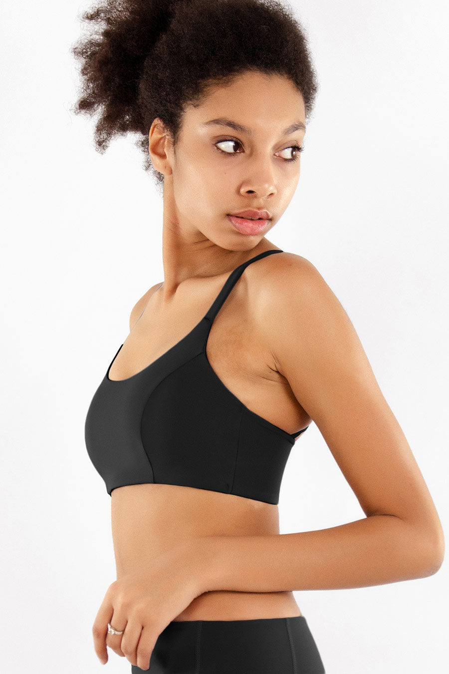 Black Kelly Strappy Padded Sports Bra - Women