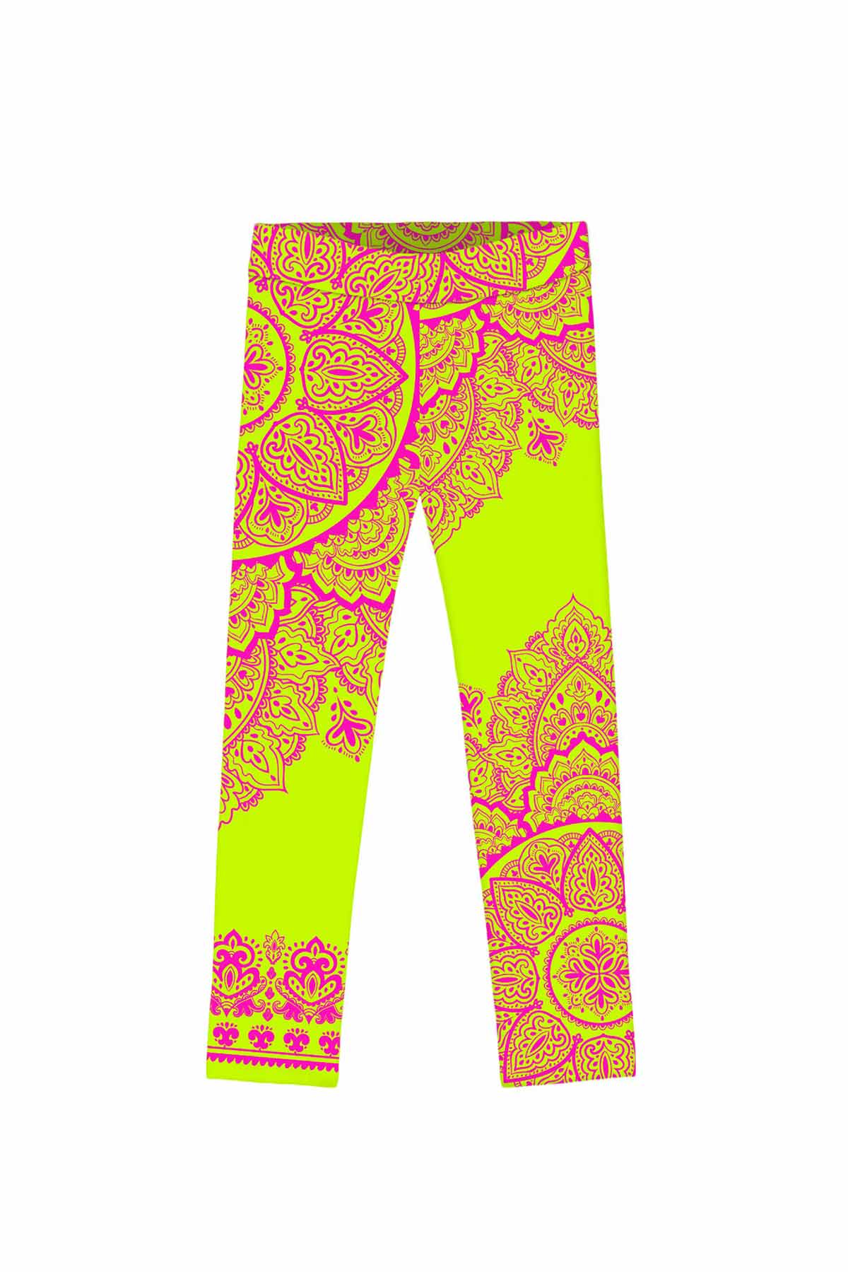 Blossom Nirvana Lucy Yellow Pink Boho Print Cute Leggings - Kids