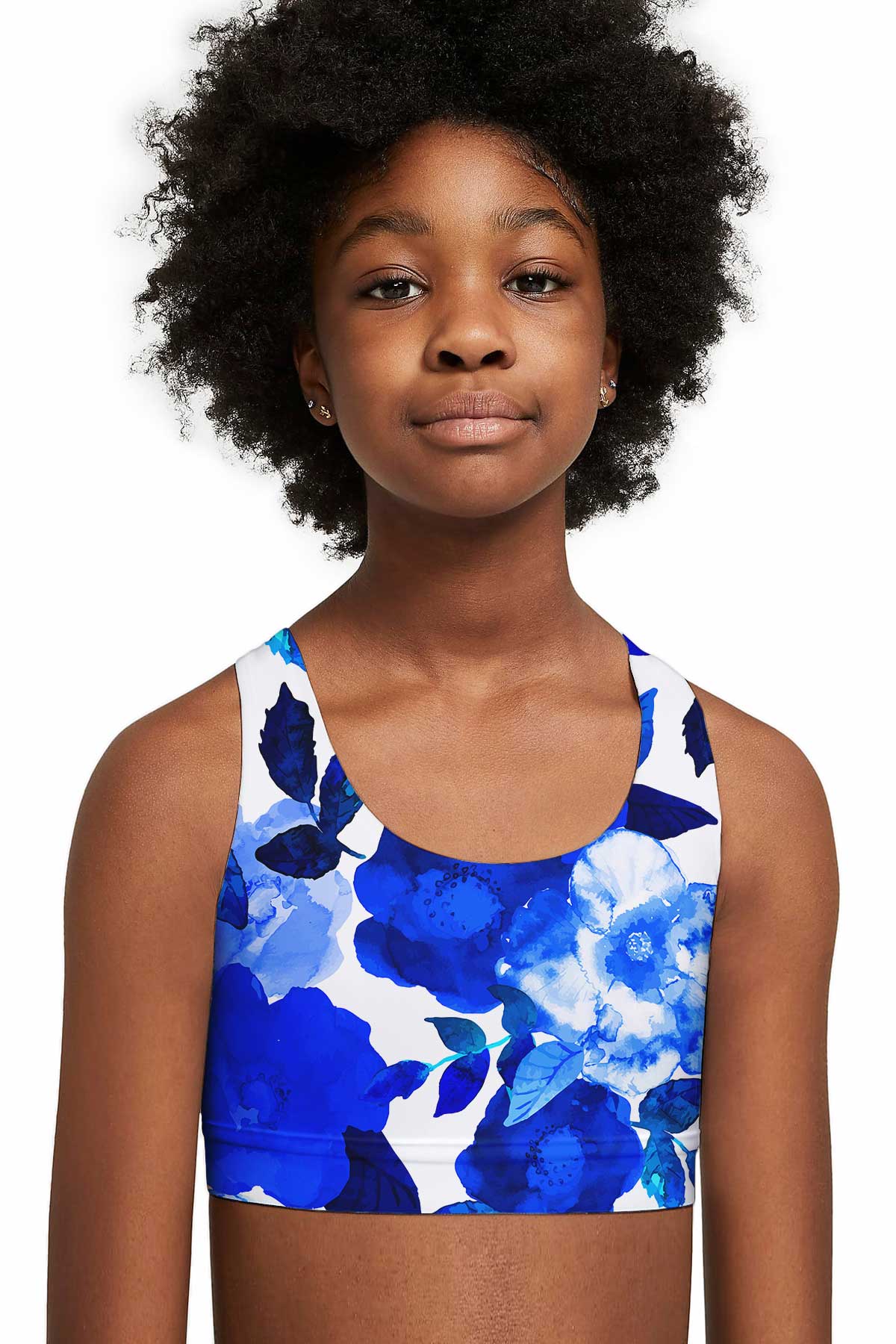 Blue Blood Stella Floral Seamless Racerback Sports Bra Crop Top - Kids