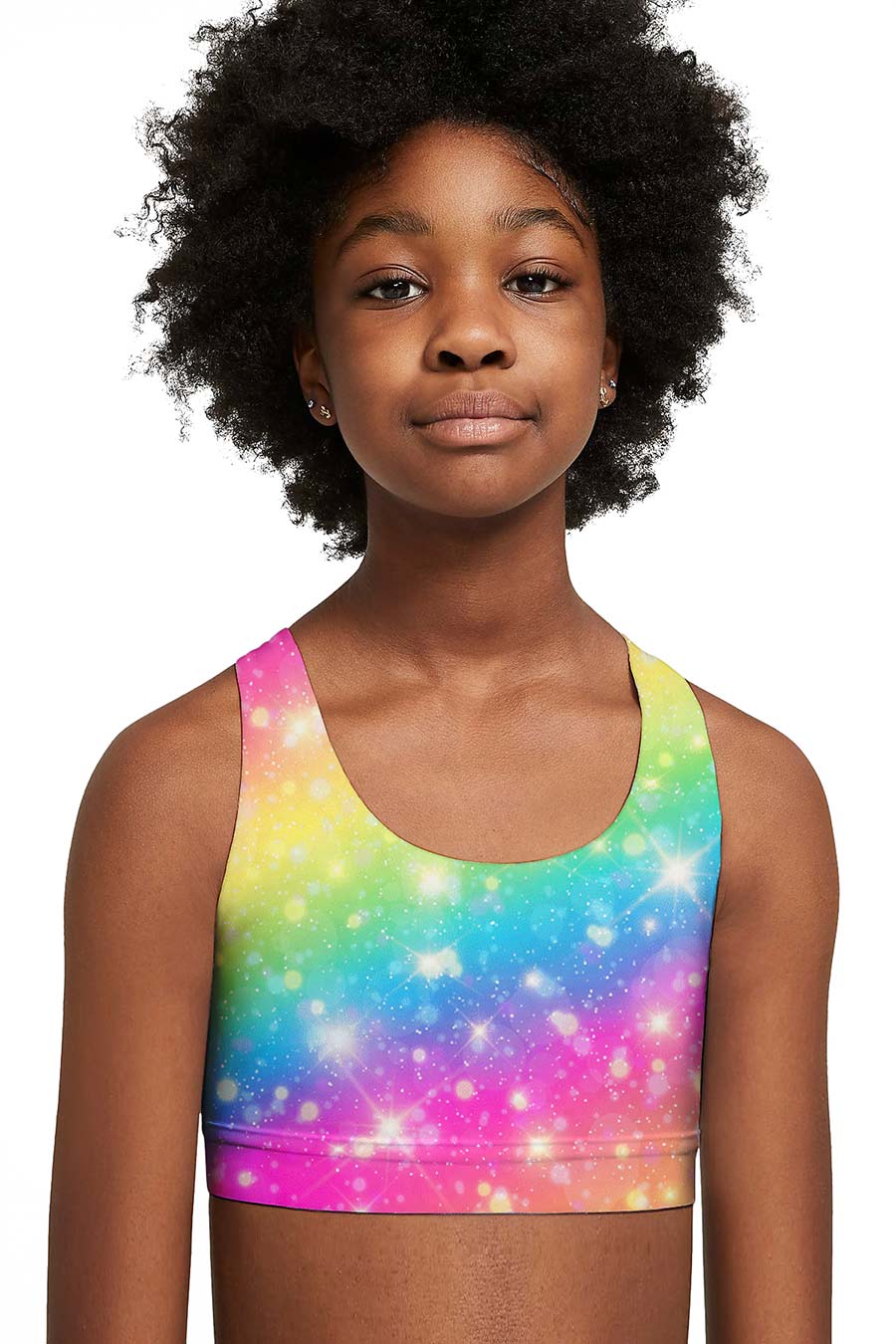 Bright Story Stella Rainbow Print Seamless Sports Bra Crop Top - Kids