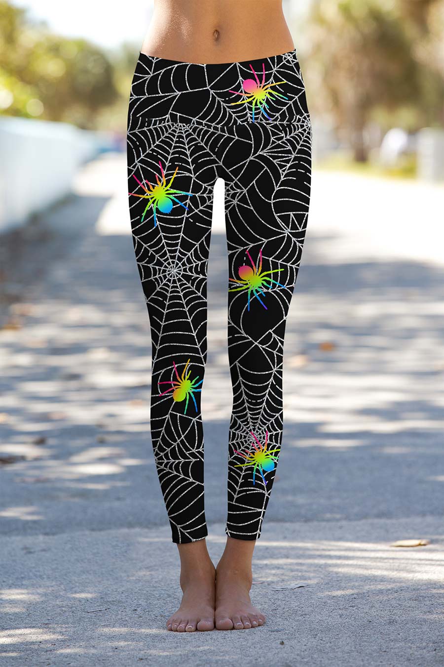 Chichi Lucy Black & Gold Glitter Print Leggings Yoga Pants