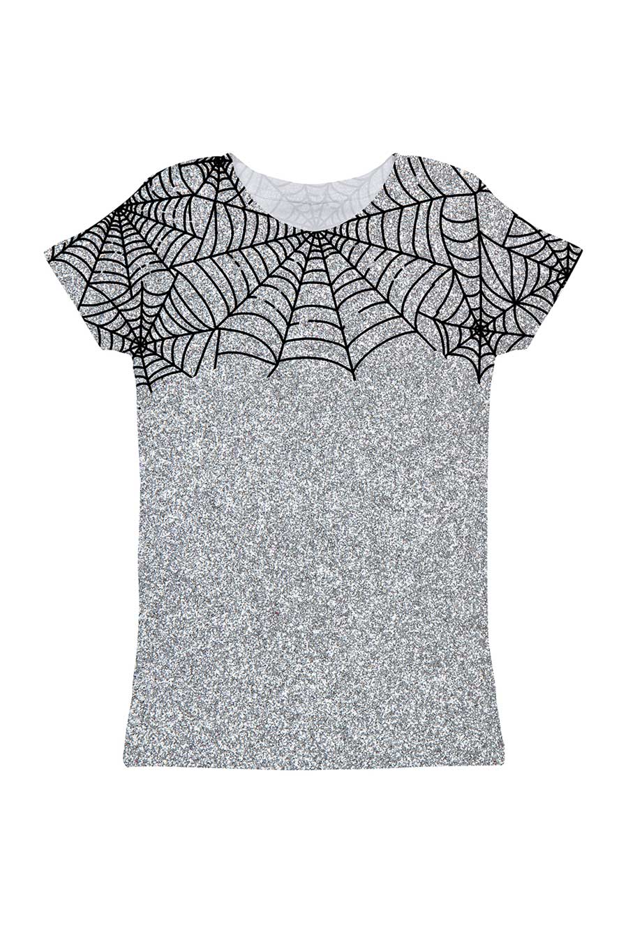 Bugs & Kisses Zoe Silver Grey Spider Web Glitter Print T-Shirt - Kids