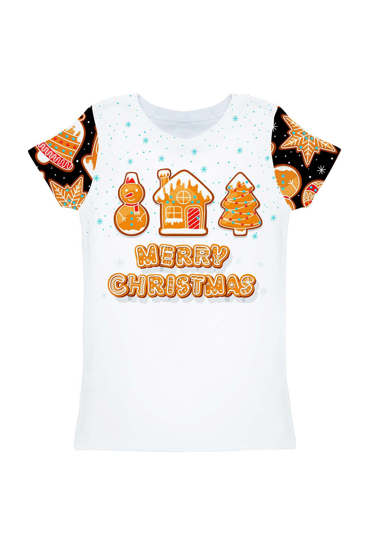 Cookie Time Zoe White Cute Merry Christmas Print T-Shirt - Kids