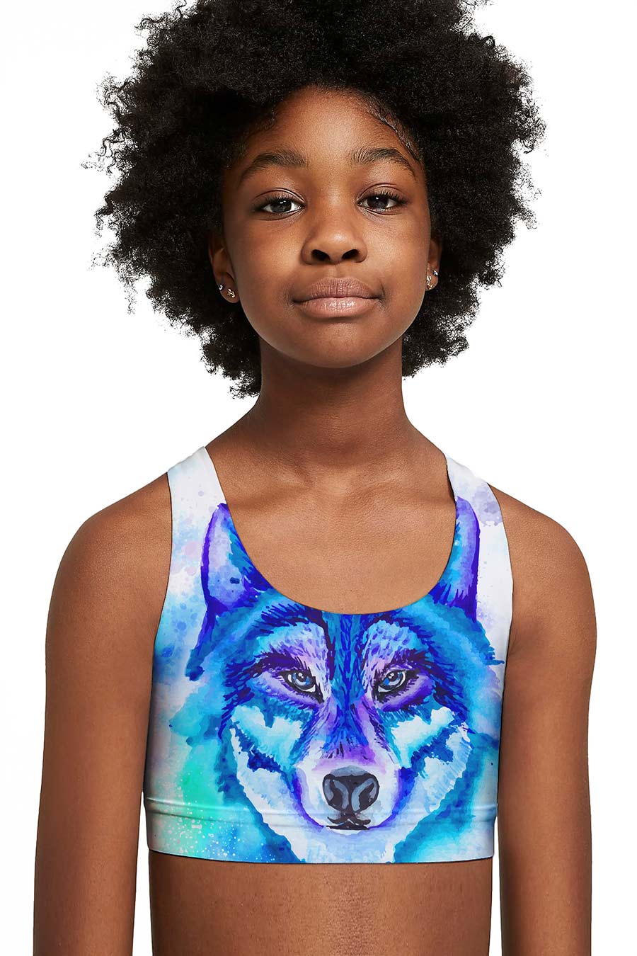 Dance with the Wolves Stella Blue Seamless Sports Bra Crop Top - Kids