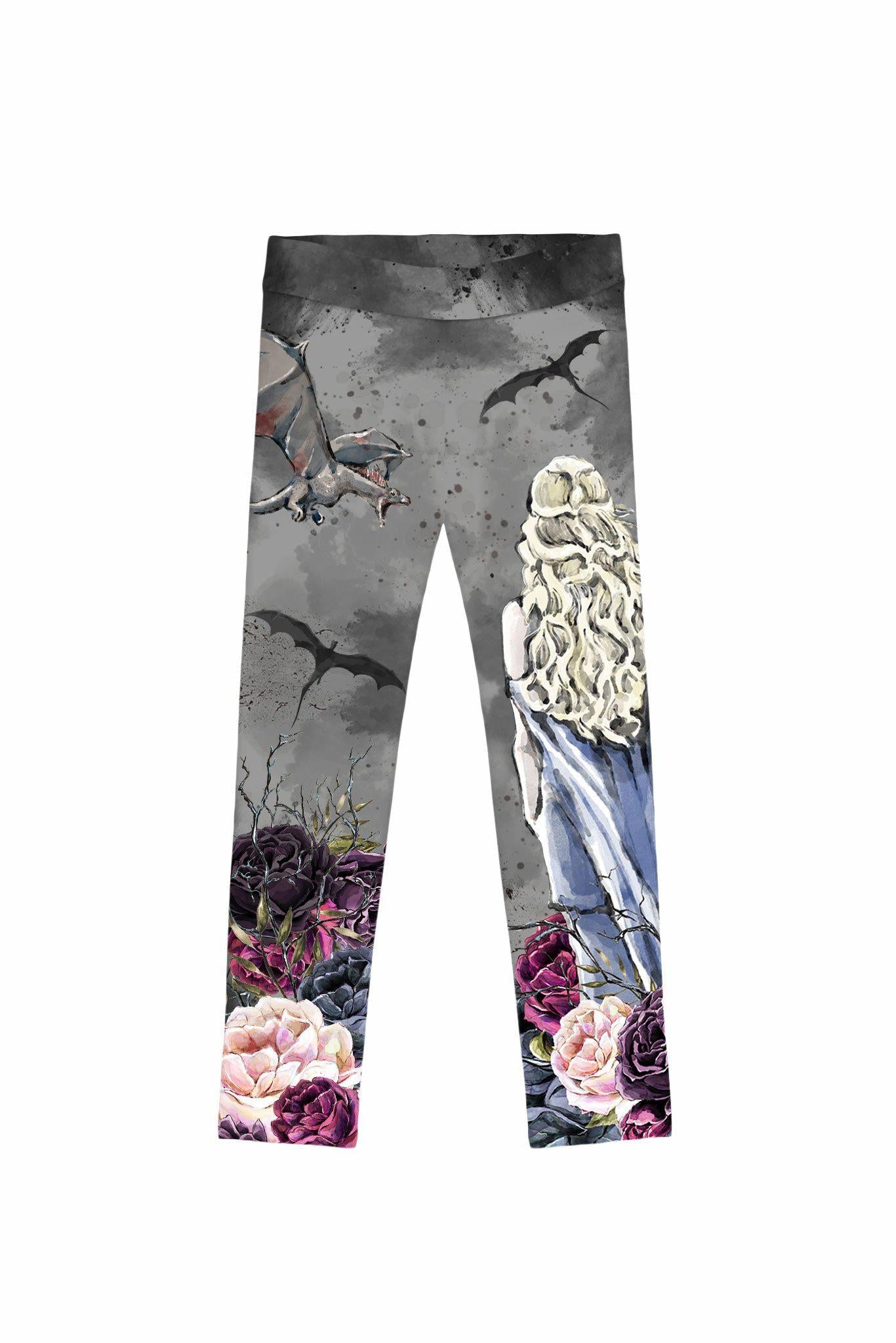 CLEARANCE! 65% off with code: VIP65 - Duchess & Dragons Lucy Grey Cute Printed Leggings - Kids