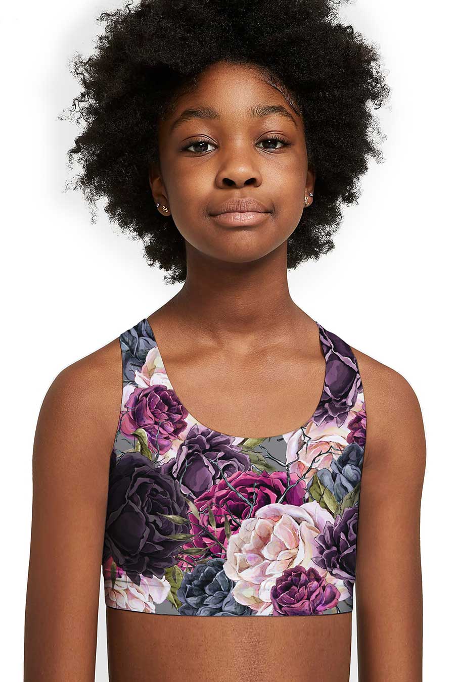 CLEARANCE! 65% off with code: VIP65 - Duchess Stella Floral Seamless Racerback Sports Bra Crop Top - Kids