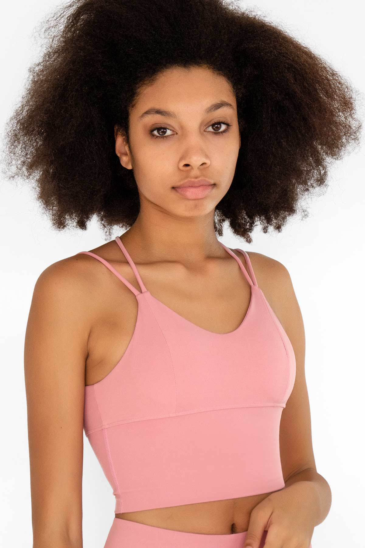 Dusty Pink Kelly Strappy Long Line Padded Sports Bra - Women