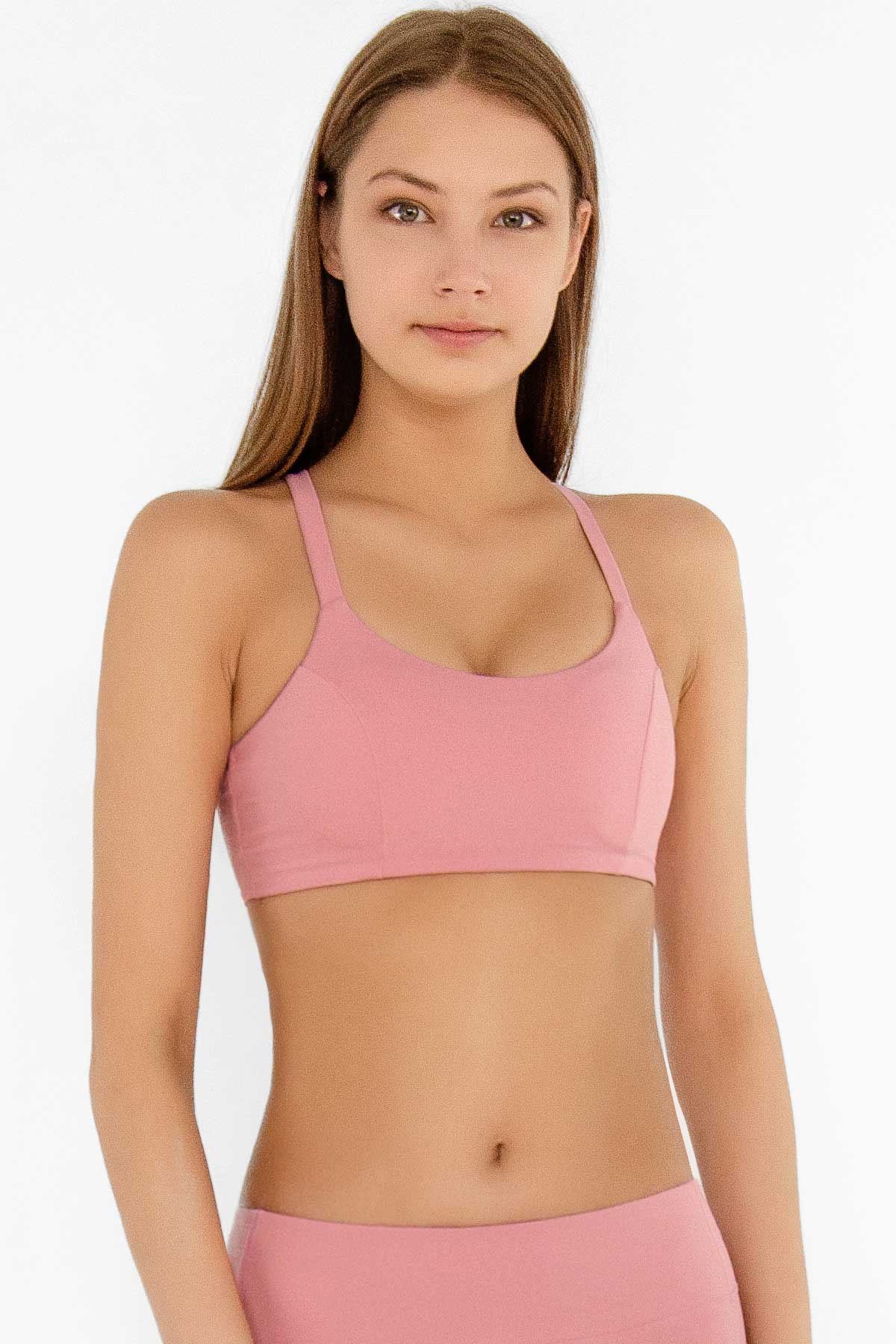 Dusty Pink Kelly Strappy Padded Sports Bra - Women