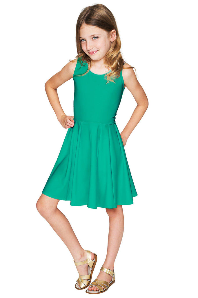 emerald green fit and flare dress