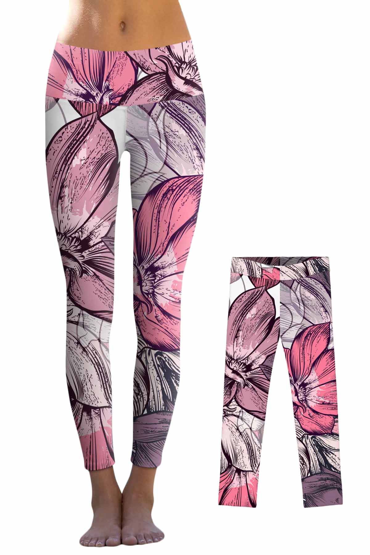 Fantasia Lucy Dusty Pink Floral Cute Printed Leggings - Mommy and Me