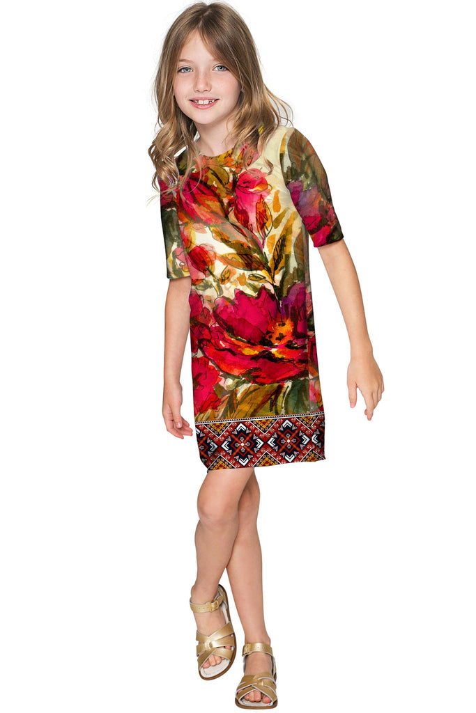 Free Spirit Grace Red Floral Fall Boho Shift Dress - Girls – Pineapple ...