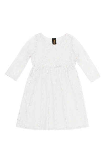 White Stretchy Lace Empire Three-Quarter Sleeve Mother Daughter Dress ...