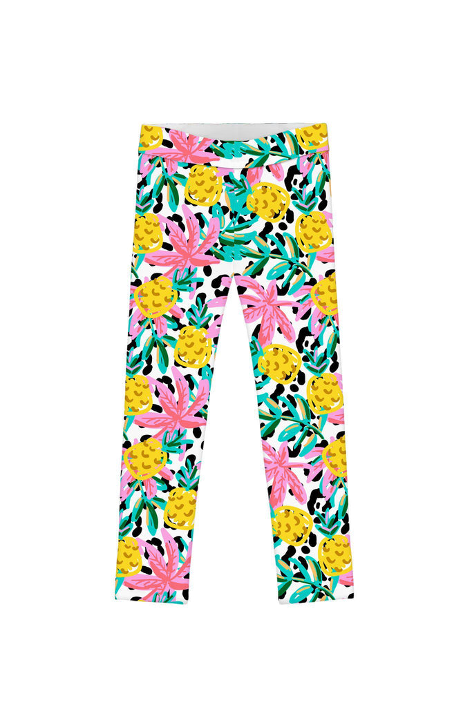 Pineapple Feast Lucy Colorful Summer Tropical Print Leggings - Kids ...