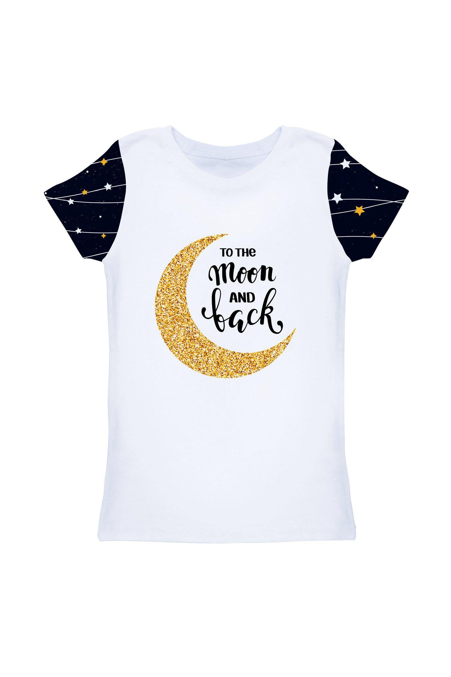 To the Moon & Back Zoe White Cute Designer T-Shirt - Kids