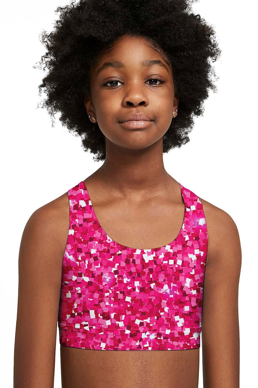 Glam Doll Stella Pink Seamless Racerback Sports Bra Crop Top - Kids