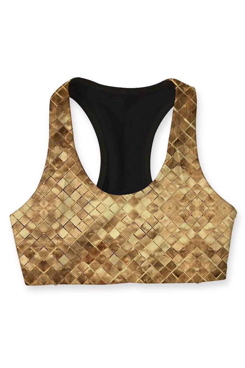 CLEARANCE! 65% off with code: VIP65 - Golden Tiles Stella Printed Seamless Racerback Sport Yoga Bra - Women