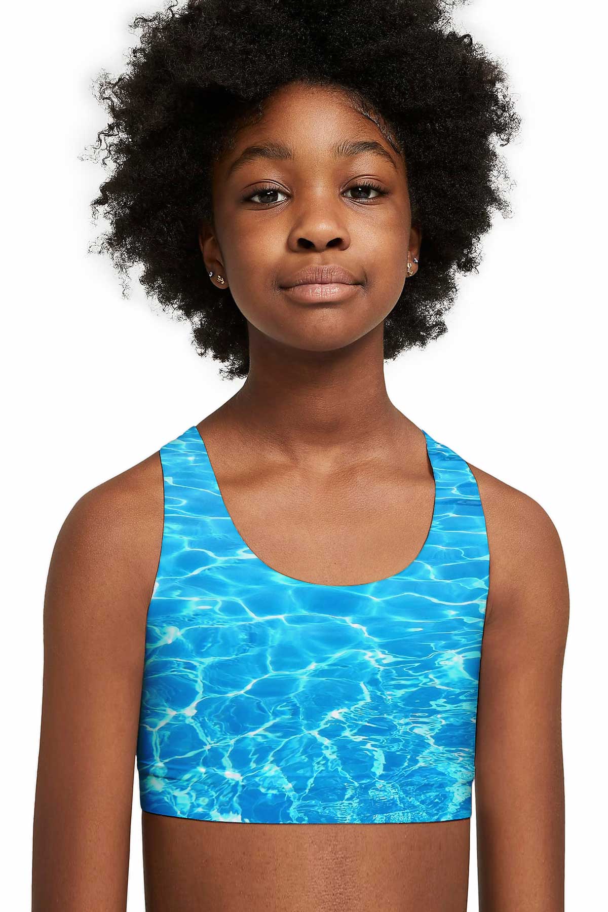 Harmony Song Stella Blue Seamless Racerback Sports Bra Crop Top - Kids