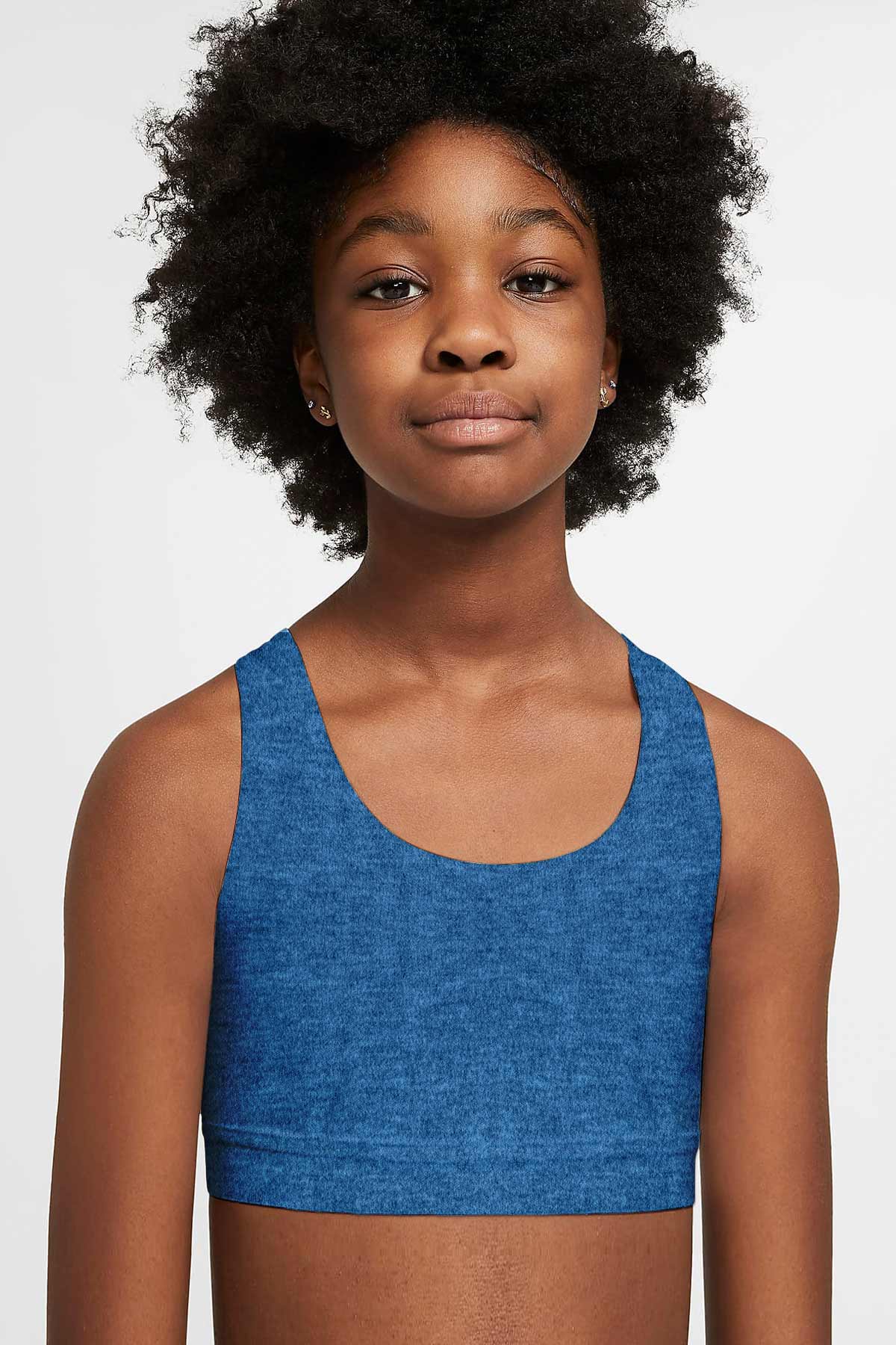 Heather Cobalt Blue Stella Seamless UV 50+ Sports Bra Crop Top - Kids