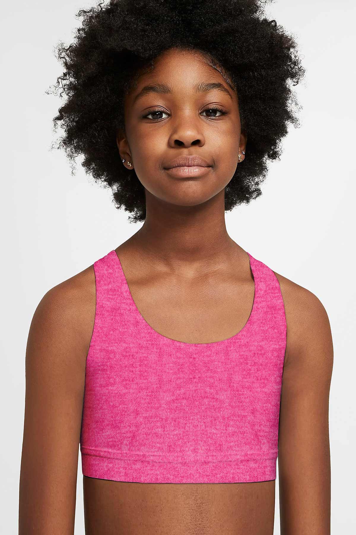 Heather Neon Pink Stella Seamless UV 50+ Sports Bra Crop Top - Kids