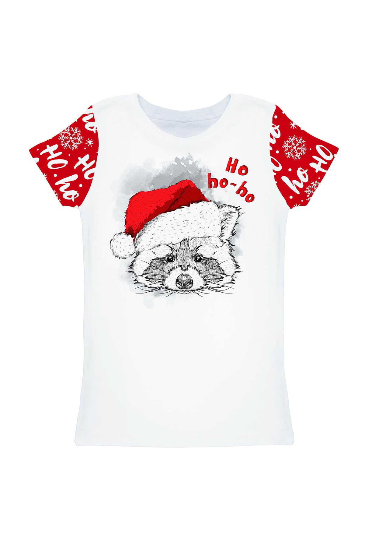 Hohoho Zoe White Racoon Print Cute Designer T-Shirt - Kids