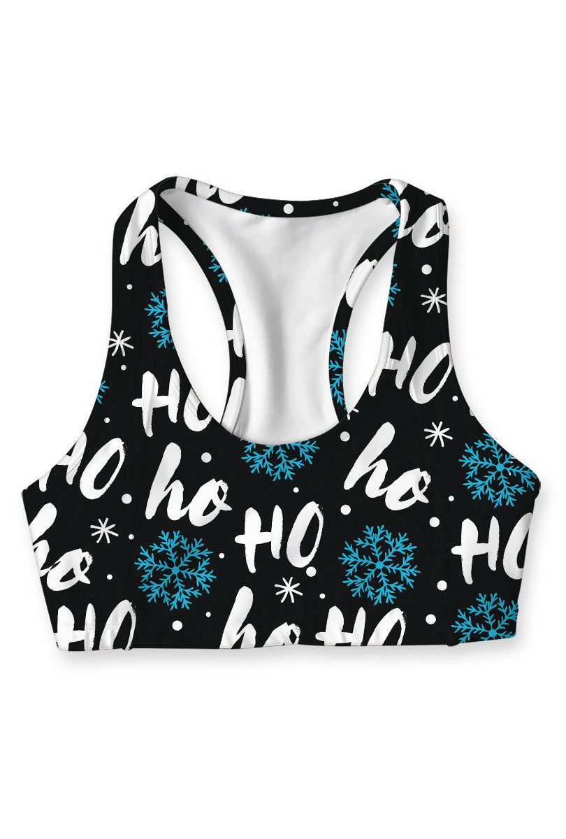 Hohoho Black Stella Printed Seamless Racerback Sport Yoga Bra - Women