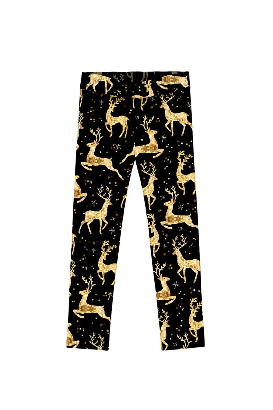 Holly Jolly Lucy Black & Gold Animal Printed Festive Leggings - Kids