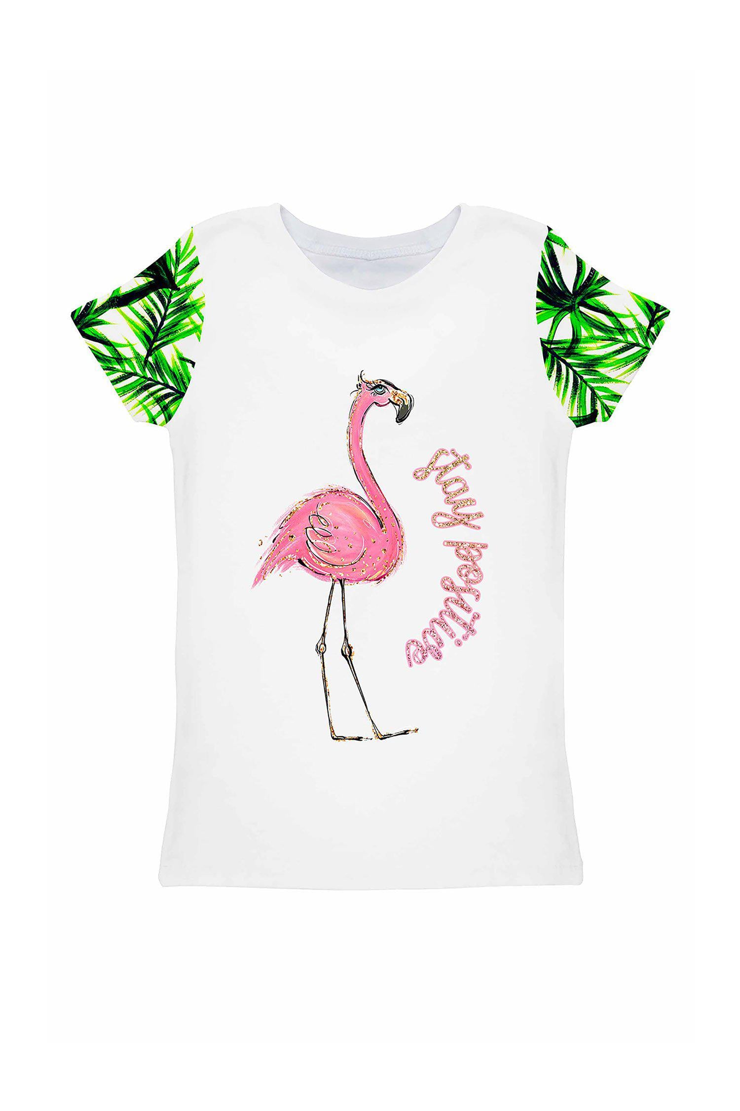 Island Life Zoe Cute Tropical Print Flamingo T-Shirt - Kids