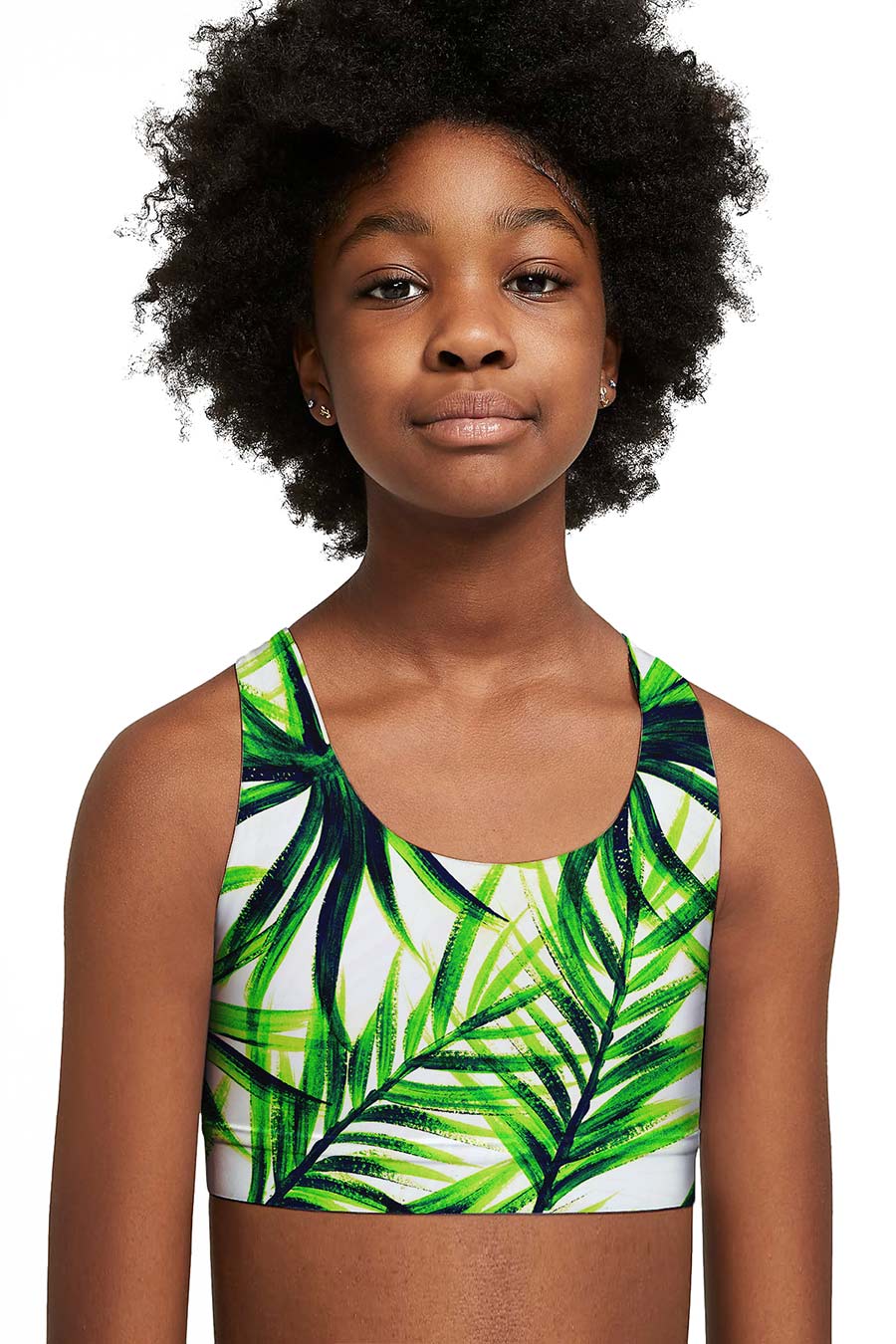 CLEARANCE! 65% off with code: VIP65 - Island Life Stella Green Seamless Racerback Sports Bra Crop Top - Kids