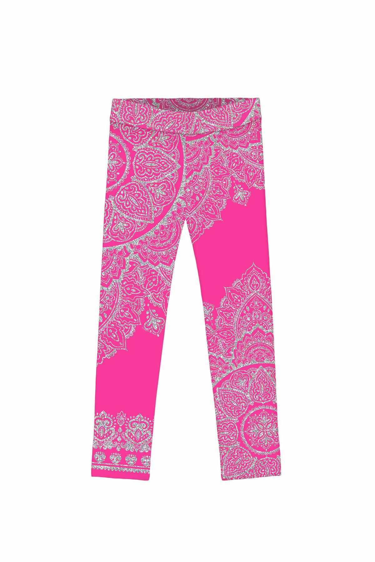 Lipstick Nirvana Lucy Pink Geometric Boho Print Trendy Leggings - Kids