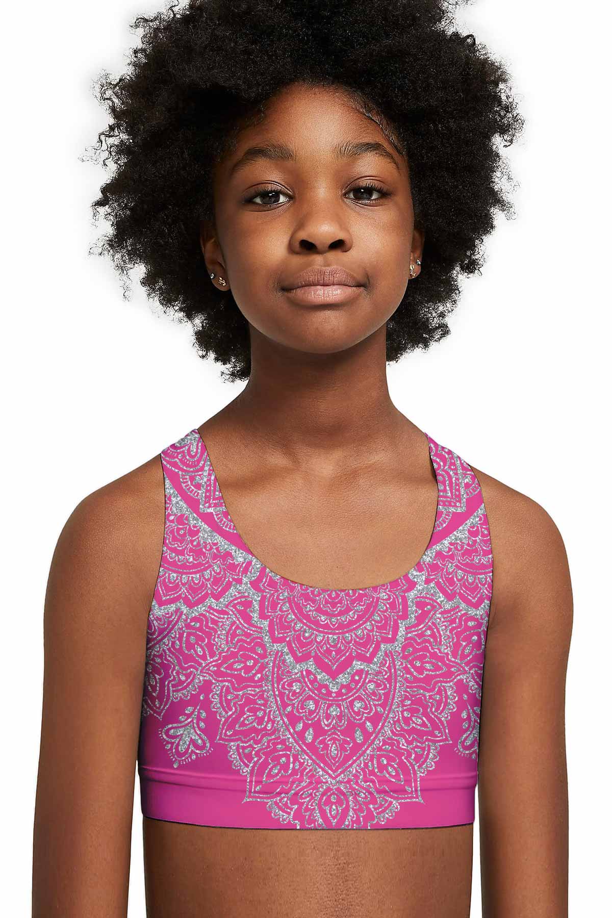 Lipstick Nirvana Stella Pink Boho Seamless Sports Bra Crop Top - Kids