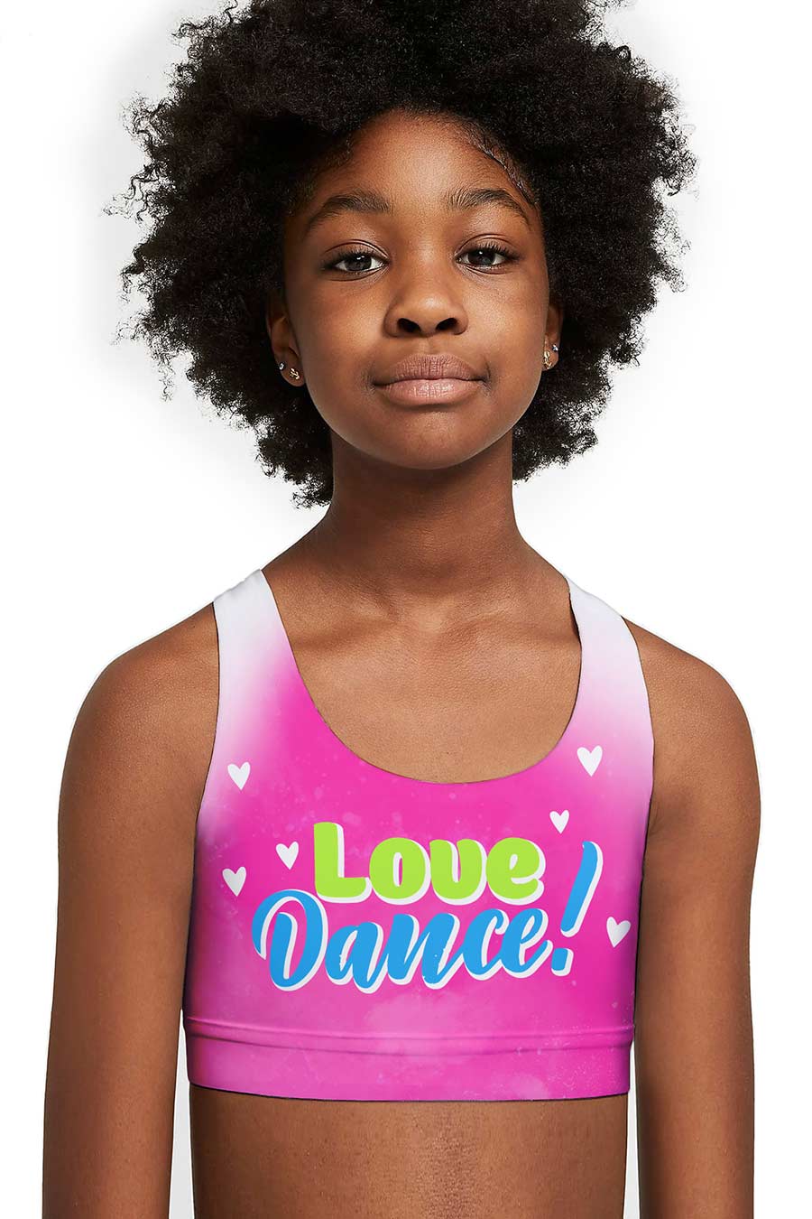 Love Dance! Stella Pink Seamless Racerback Sports Bra Crop Top - Kids