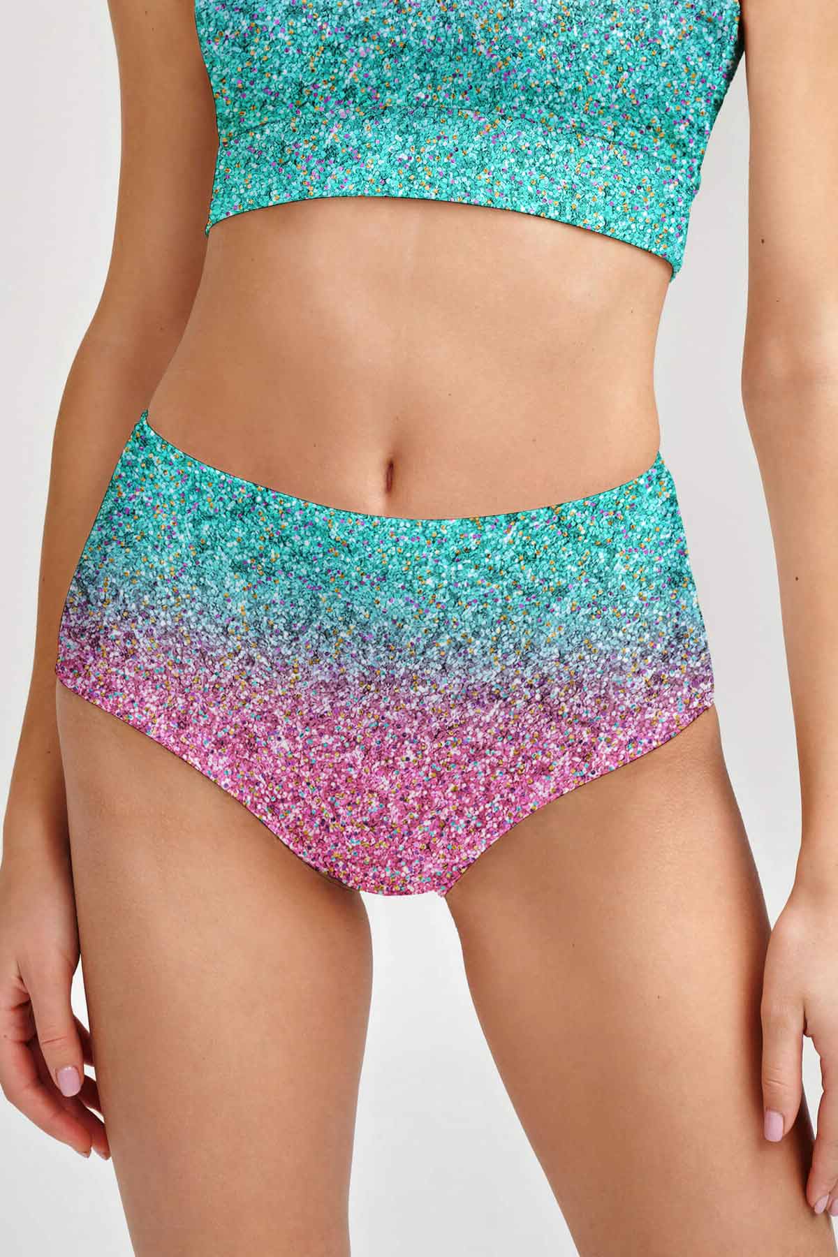 Maldives Cara Pink Mint High-Waist Hipster Bikini Bottom - Women