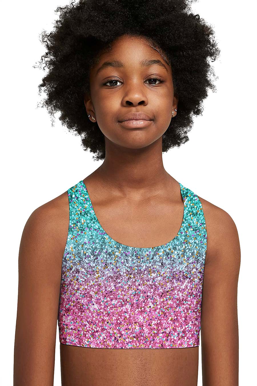 Maldives Stella Pink Mint Seamless Racerback Sport Bra Crop Top - Kids