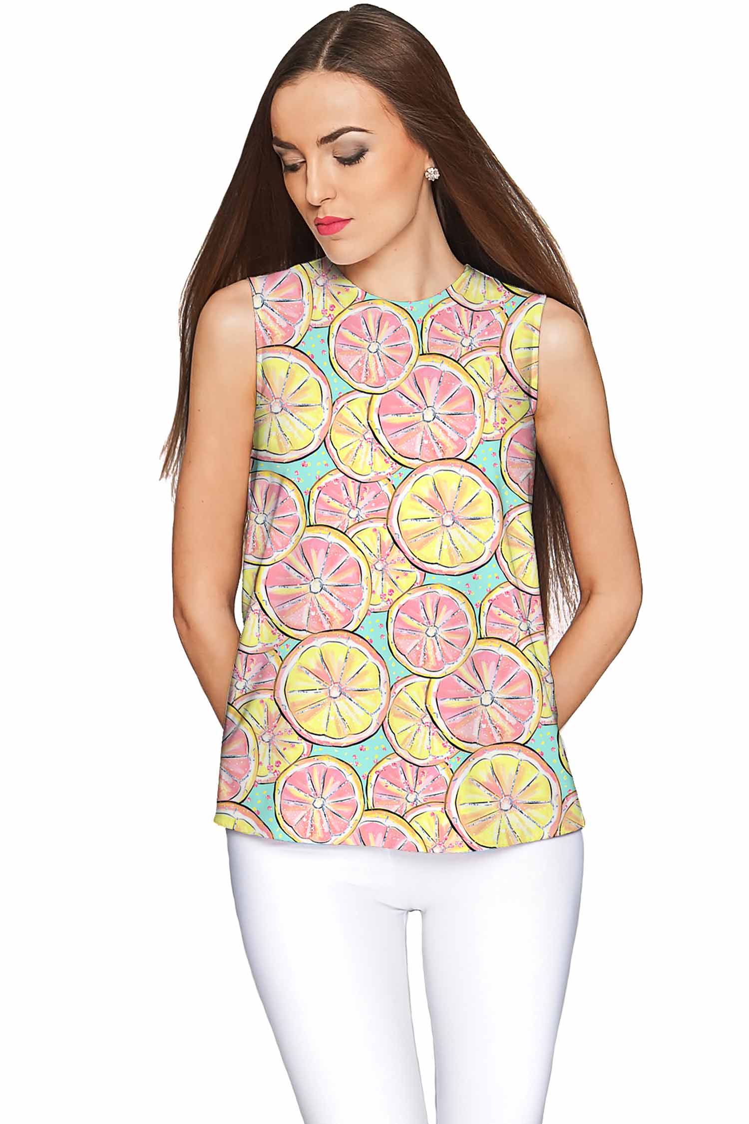 Marmalade Emily Sunny Lemon Print Sleeveless Top - Women