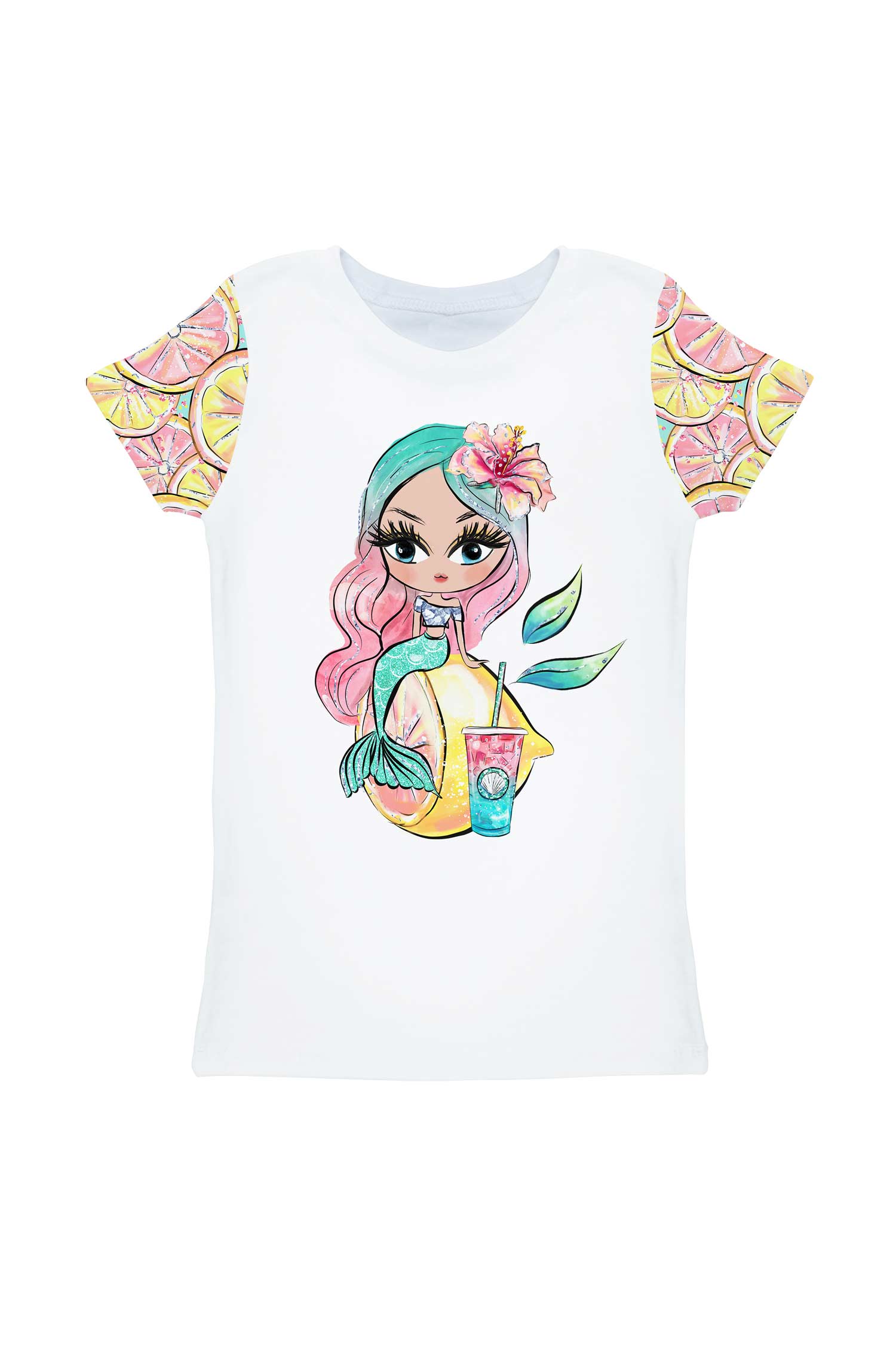 Marmalade Zoe White Mermaid Print Perfect Summer T-Shirt - Kids