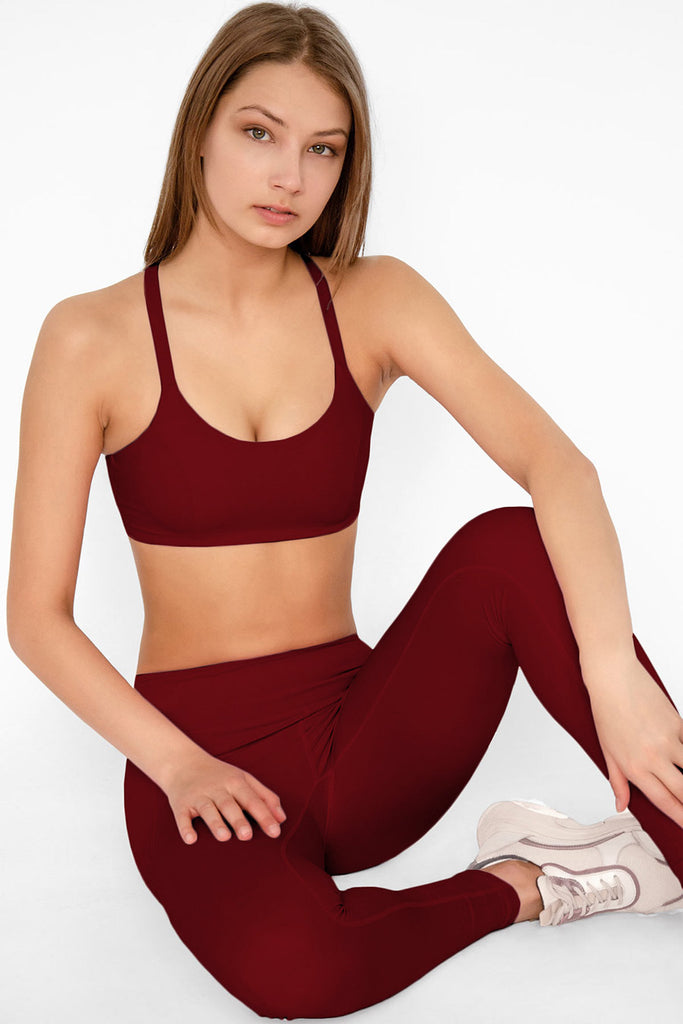 SALE! Maroon Red Kelly Strappy Padded Sports Bra - Women | Pineapple  Clothing