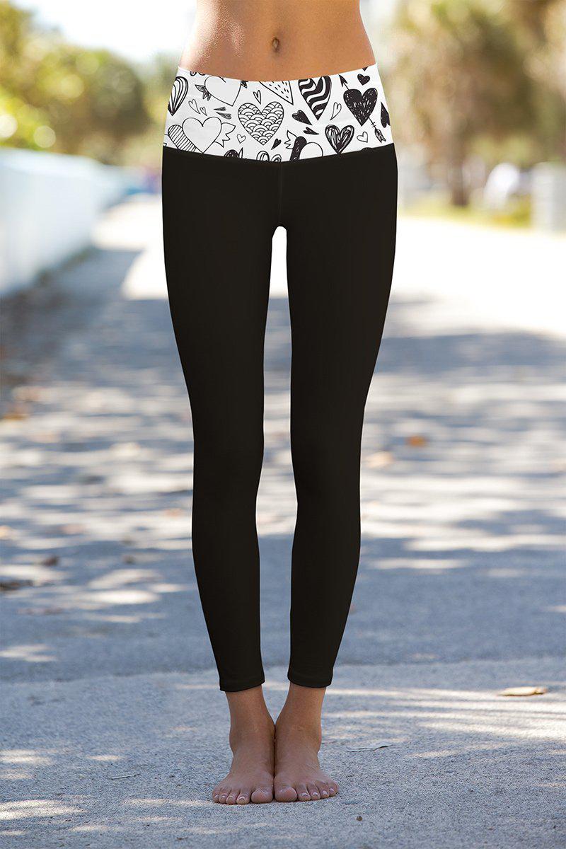 Me EnamorÃ© Lucy Black Printed Waistband Leggings - Women