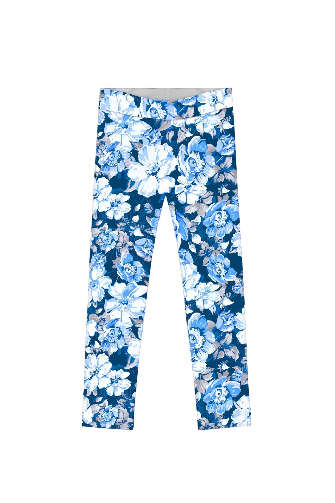 CLEARANCE! 65% off with code: VIP65 - Memory Book Lucy Cute Blue Floral Printed Leggings - Girls