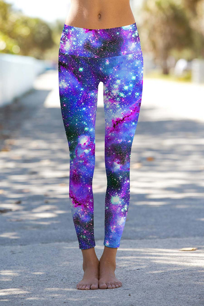 Milky-Way Lucy Purple Galaxy Print Leggings Yoga Pants - Women Pineapple Clothing