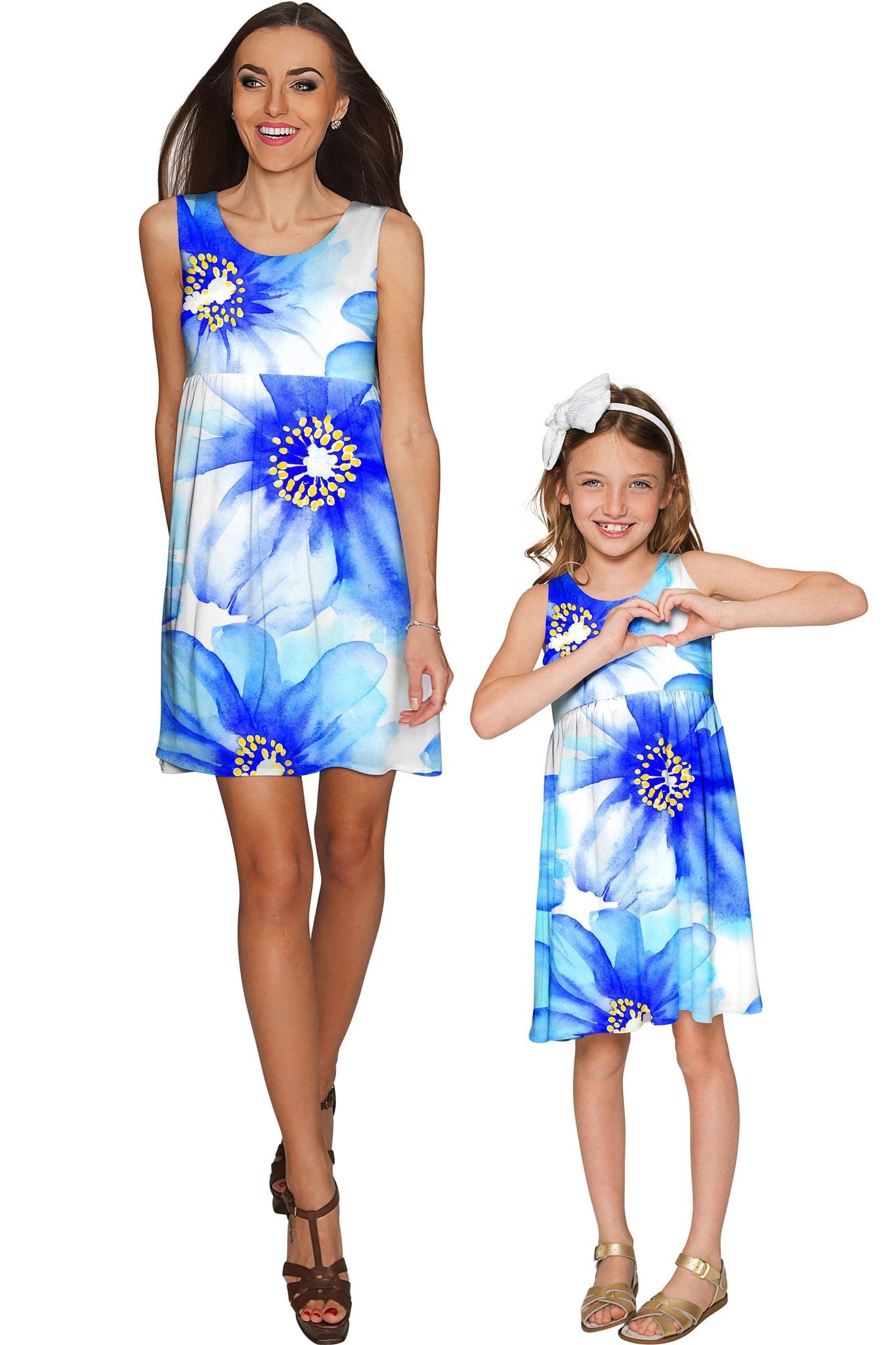 CLEARANCE! 65% off with code: VIP65 - Aurora Sanibel Blue Floral Print Empire Dress - Girls