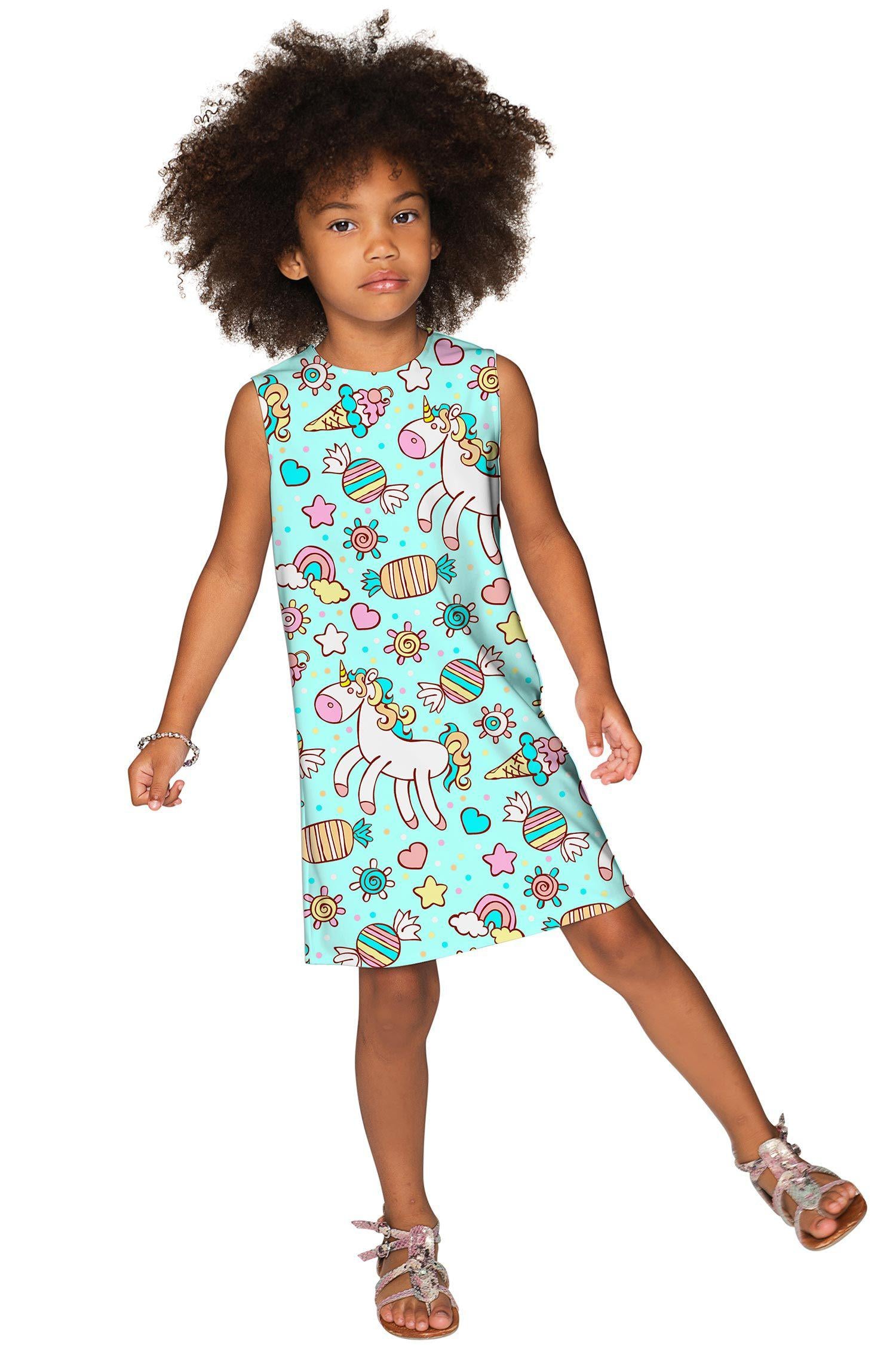 My Friend Unicorn Adele Cute Animal Print Shift Dress - Girls