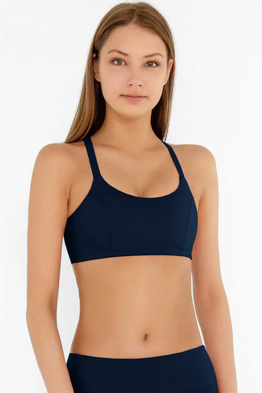 Navy Blue Kelly Strappy Padded Sports Bra - Women