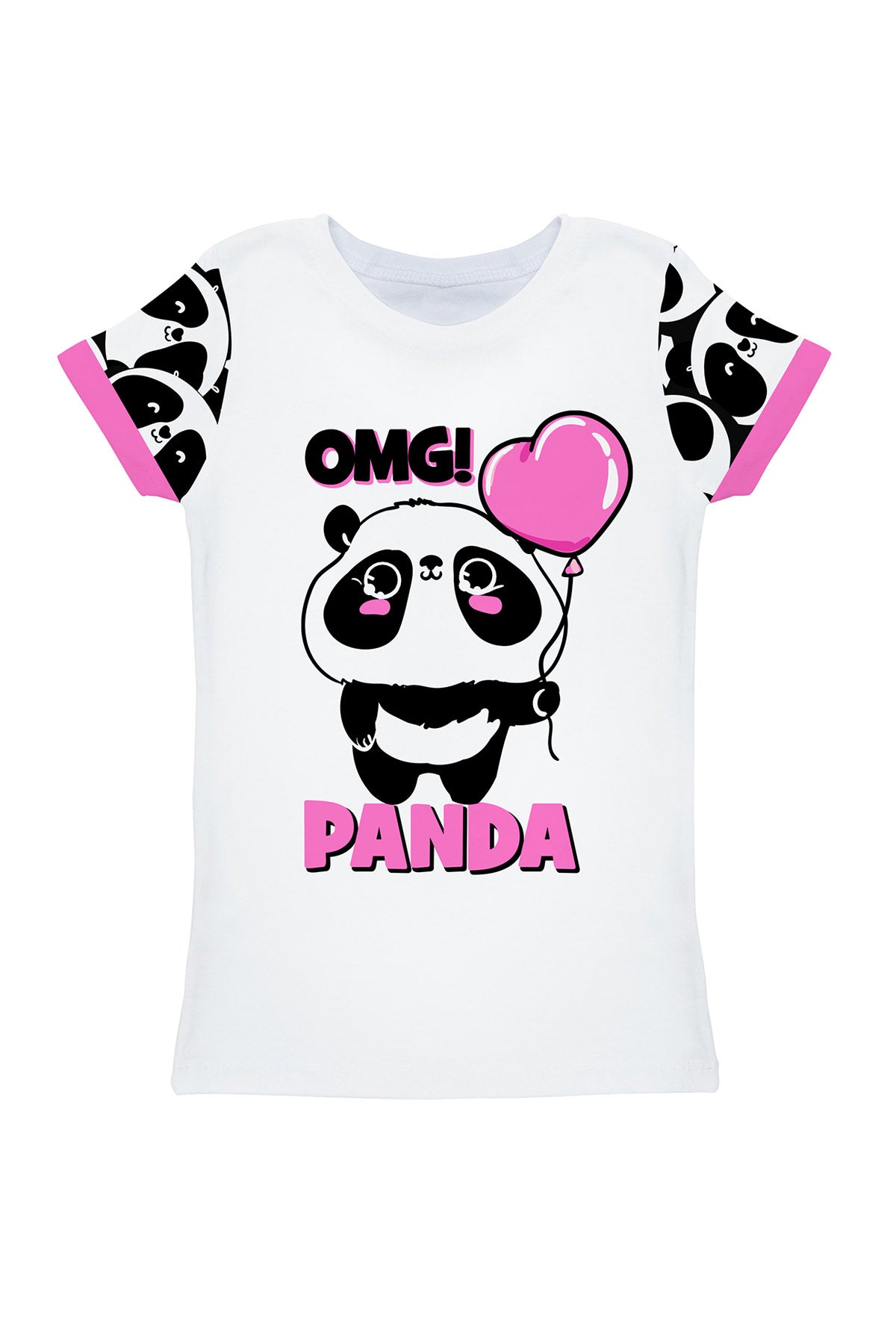 OMG! panda Zoe White Animal Print Cute Designer T-Shirt - Kids